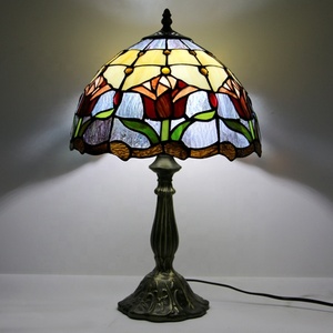 Lámpara de Mesa LED AC E26 de Vidrio Multicolor de 12 Pulgadas de Alta Calidad LongHuiJing, Diseño de Tulipán, Cúpula Flexible, Estilo Simple para Habitación - Product Image 1