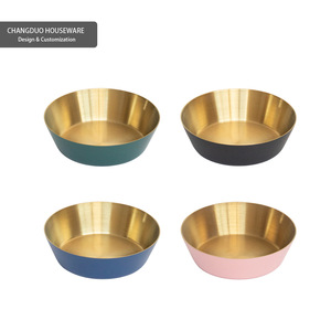 Plat à sauce rond en acier inoxydable, couleur unie, pour la restauration hôtelière et le thé, bleu, vert, rose, noir Y2111 - Product Image 5
