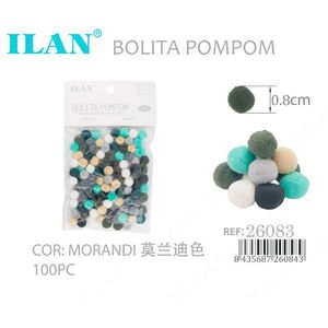 Ilan Bolita Pompom 0.8cm Colore Morandi 100 Pezzi Decorazioni Artigianali - Product Image 1