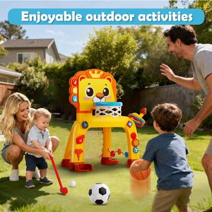 Jouets de voyage pour bébé : Panier de basket et but de football, jouets sportifs pour tout-petits avec lumières, sons et musique, centre d'activités pour bébé - Product Image 6