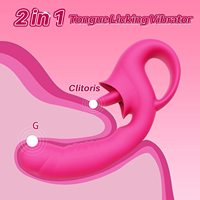Dildo de Doble Cabeza de Alta Calidad con Acción de Lamido Realista y Funciones de Vibración para Estimulación Dual