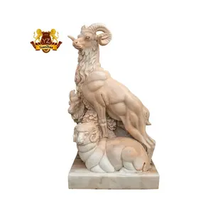 Garden Animal stone carvings and sculptures Custom Marble Granite Stone Bighorn Sheep Statue Stone Goats Sculptures Prices