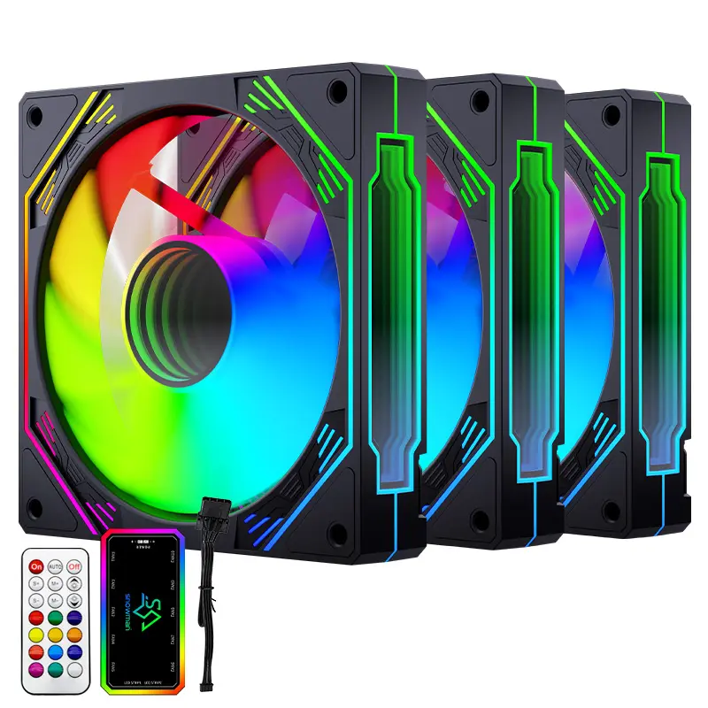 พัดลมระบายอากาศคอมพิวเตอร์120มม. พัดลมเคสพัดลม RGB 120มม. พร้อมรีโมทคอนโทรล RGB 120 PC