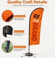 Kit de bannière publicitaire extérieure avec drapeau de plage à lame imprimée avec logo personnalisé, sommet carré, mât et base à eau, pour événements professionnels et salons commerciaux