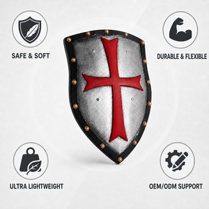 Escudo de Caballero Medieval Personalizado de Espuma Segura para Disfraz de Juego de Rol - Escudo Rojo/Negro Coleccionable Decorativo Unisex Edades 14+ - Product Image 4