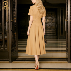 Robe <span class=keywords><strong>Tunique</strong></span> Décontractée Élégante à Manches Courtes pour <span class=keywords><strong>Femme</strong></span>, Taille Plissée, Volants, Longueur Maxi, Disponible en Taille XL – Vente en Gros de Vêtements Personnalisés - Product Image 3