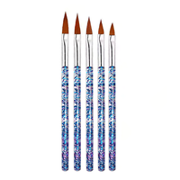 Kit professionnel de 5 outils de nail art en gros – Manche en plastique, stylos multifonctionnels à paillettes souples, pinceaux en nylon, liner ovale