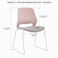 Chaise de bureau robuste empilable avec base en métal, chaise de formation, chaise de visiteur pour salle de réunion
