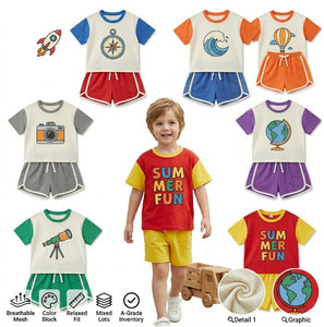 Premium 3-6T Breathable Mesh Playwear Color Block Assorted Graphic Short & Sleeveless O-Neck Mixed Lots Toddler Summer <b>Bundles</b> - Product Image 1