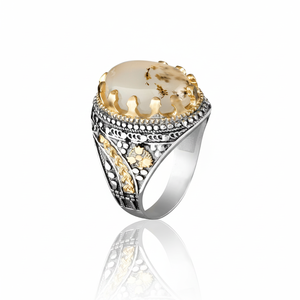 925 Sterling Silver Men's Gemstone <b>Ring</b> with Agate Stone Ethnic Style Custom <b>Size</b>-Engagement Anniversary & Party Gift - Product Image 2