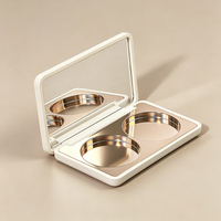 Palette compacte rectangulaire vide pour maquillage avec miroir, or rose, 2 compartiments à couvercle rabattable pour fards à paupières, blush, emballage cosmétique