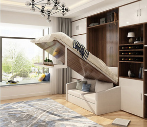 Canapé-<span class=keywords><strong>lit</strong></span> Murphy moderne, taille Queen, gain de <span class=keywords><strong>place</strong></span>, panneau en bois, canapé-<span class=keywords><strong>lit</strong></span> pliable avec rangement - Product Image 6