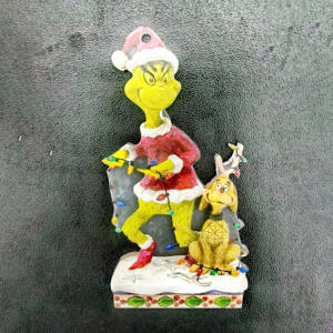 Großhandel Flache <span class=keywords><strong>Grinch</strong></span> Weihnachts-Hängeornamente Dekorationen Schlüsselanhänger Rucksack-Anhänger Zubehör Christbaum 2D-Anhänger - Product Image 5