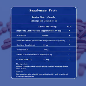 Capsule de Nattokinase, extrait naturel de pépins de raisin et de baies d'aubépine, antioxydant pour adultes, gestion de l'énergie, fabrication sur mesure - Product Image 4