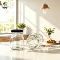 Stoples Kaca Mulut Lebar 180 ML, Wadah Kaca Bening untuk Saus, Acar, Makanan Bayi, Bumbu Buatan Sendiri