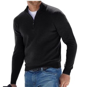 Nuova <span class=keywords><strong>Polo</strong></span> Casual da Uomo Autunnale a Maniche Lunghe con Scollo a V, Foderata in Pile e con Cerniera - Product Image 3
