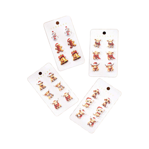 3 जोड़े प्यारे कुत्ते बिल्ली हाइलैंड गाय स्टड डंगल कान महिलाओं को सर्दियों के क्रिसमस कान के सामान जानवर पैटर्न ड्रॉप डिजाइन - Product Image 1