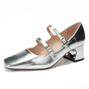 Zapatos planos Mary Jane con punta cuadrada y correa con hebilla de cuero charolado para mujer, antideslizantes, para todas las estaciones, 5688-9 - Product Image 4