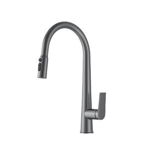 Cross-Border Exclusive Gunmetal Gray Pull-Out Single-unit All-Copper <b>Faucet</b> Hot and Cold Water Mixing Tap for Kitchen Sinks - Product Image 4