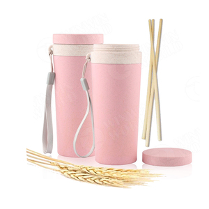 Paja de trigo ecológico vaso irrompible plástico libre de BPA tazas reutilizables café con trigo pajitas para niños adultos - Product Image 1
