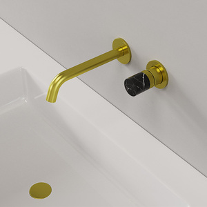 Sang Trọng Treo Tường Vòi Nước Bằng Đá Cẩm Thạch Duy Nhất Xử Lý Brushed Vàng Brass Phòng Tắm Vanity Chậu Rửa Giấu Lưu Vực Vòi Nước - Product Image 2