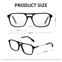 Monture de lunettes optiques unisexe carrée classique en acétate, design double pont noir, pour usage polyvalent RDA10180