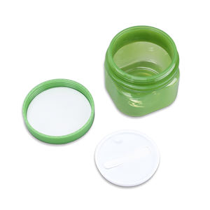 Ventas calientes 180ml 200ml 300ml Vacío Verde Ámbar Claro Cara Crema para el cabello Loción cosmética Tarro de plástico Contenedor con espátula - Product Image 3