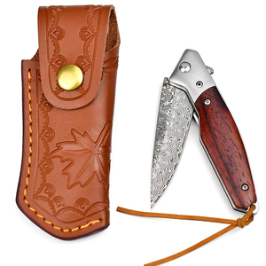 Coltello Tascabile da Campeggio e <span class=keywords><strong>Caccia</strong></span>, Lama in Acciaio Damascato a 107 Strati, Pieghevole con Fodero, Personalizzabile OEM, Grado Industriale - Product Image 5