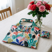 Sac de rangement pliable personnalisé en gros avec pochette carrée, vente chaude, durable, écologique, recyclable, en polyester 190T