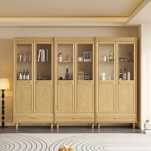 Weihang <b>Solid</b> <b>Wood</b> <b>Bookcase</b> With Glass Doors 622 Freestanding Storage <b>Bookcase</b> For Home Office Display Cabinet - Product Image 2