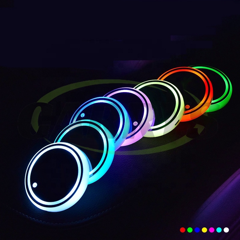 7-Colors LED Car Cup Holder Mat Coaster Pad Atmosphere Lights Lamp Decor | Kairuisi Trading | Automo
