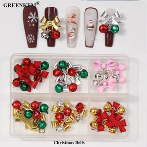 Brillant Or Argent Flocon De Neige Cloche 3D Nail Charms En Gros AlloyHollow Cut Out Design Noël Nail Art Décoration - Product Image 2