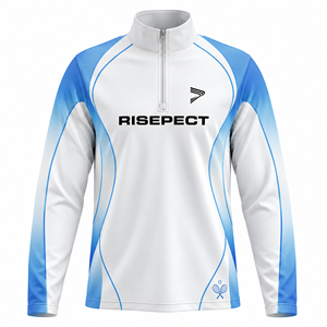 Camiseta Deportiva con Cierre de 1/4, Absorbe la Humedad, Manga Larga, Transpirable, Ajuste Atlético para Hombre, Ideal para Tenis y Pickleball - Product Image 3