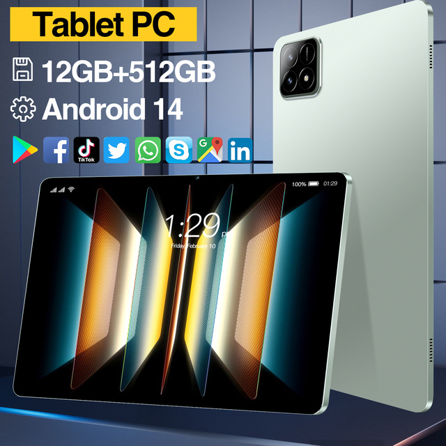 Global Version Pad6s Tablet Pc Unlocked RAM 12G 512GB ROM Android 14.0 New Tablet PC