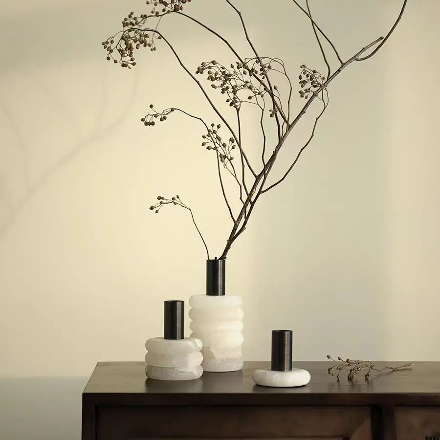 Moderno semplice ornamento vaso in marmo naturale fatto a mano decorazione per la casa Art Design studio sala soggiorno Hotel decorazioni per feste