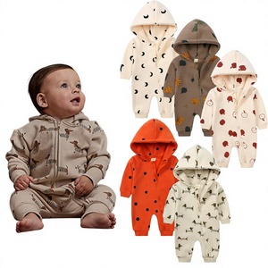 Setelan pakaian bayi laki-laki dan perempuan, setelan pakaian Onesie lengan panjang musim semi dan musim gugur dengan penutup ritsleting - Product Image 1