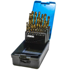 Juego de brocas de cobalto Fervi, 13 piezas, medidas métricas de 1 a 6 mm para perforación de metales - Product Image 1