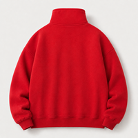 Sudadera 600 GSM Oversize Fleece Merah Berkerudung Dengan Ritsleting Ekstra Tebal Pakaian Berat Unicolor Flanel Sudaferas High Quality Sudaderas