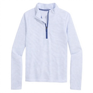 Men's <b>White</b> <b>Quarter</b> <b>Zip</b> Pullover Long Sleeve Knitted Polyester Casual Top Spring Quick Dry Stand Collar Regular Fit - Product Image 1