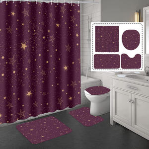 Set di Tende da Doccia Impermeabili con Motivo <span class=keywords><strong>Galassia</strong></span> Viola, Set di 4 Pezzi per Decorazione Bagno con Cielo Stellato, per Vendita al Dettaglio e Distribuzione - Product Image 4