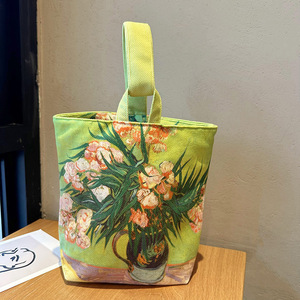 Diseñador de la <span class=keywords><strong>marca</strong></span> <span class=keywords><strong>Van</strong></span> <span class=keywords><strong>Gogh</strong></span> pintura al óleo lienzo bolso de hombro Mini bolso de viaje Vintage hilo de algodón bolsos plegables para mujer - Product Image 5