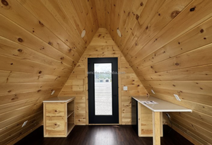 Casa prefabricada pequeña de madera maciza <span class=keywords><strong>directa</strong></span> de fábrica, diseño triangular para Camping, casa de familia y mejora del paisaje, red <span class=keywords><strong>roja</strong></span> - Product Image 5