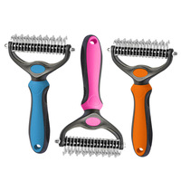 Outil de toilettage pour animaux de compagnie - Râteau pour sous-poils pour chiens et chats - Brosse double face pour éliminer les poils et démêler les nœuds pour animaux à poils longs