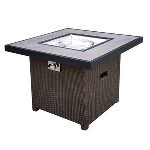 Foyer à gaz extérieur en acier de 32 pouces réglable 45,000 BTU Table en rotin à flamme allumage automatique Propane foyer à poudre écologique - Product Image 3