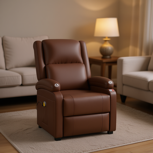 Sillón de Masaje Ajustable de Cuero Sintético Marrón, Masaje Corporal Completo, Uso Doméstico - Product Image 2