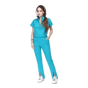 Unisex <b>Scrub</b> Suit Split Set Moisture Wicking Knitted Hospital Uniforms S XXL - Product Image 3