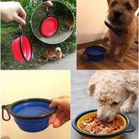 Bol à eau pliable en Silicone pour animaux de compagnie, gamelle Portable de Camping pliable pour chien avec boucle