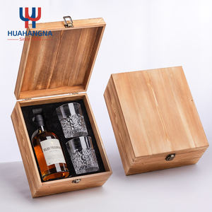 Çift eski moda viski Set şeffaf likör Scotch votka viski şişesi ahşap hediye kutusu düğün parti doğum günü için - Product Image 1