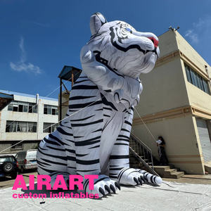 Mongolfiera gonfiabile con leone bianco su misura, che si trova in una foresta gonfiabile bestia mascotte palloncino - Product Image 4