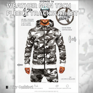 Conjunto Deportivo de Invierno para Hombre con Capucha, Transpirable, Estampado, Forro Polar Técnico Ligero, Cierre con Cordón, Bolsillos Laterales, Estilo Casual - Product Image 2
